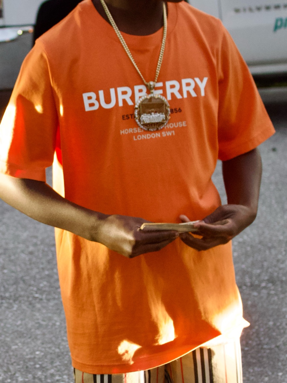 Kids Burberry Orange Graphic Logo Tee